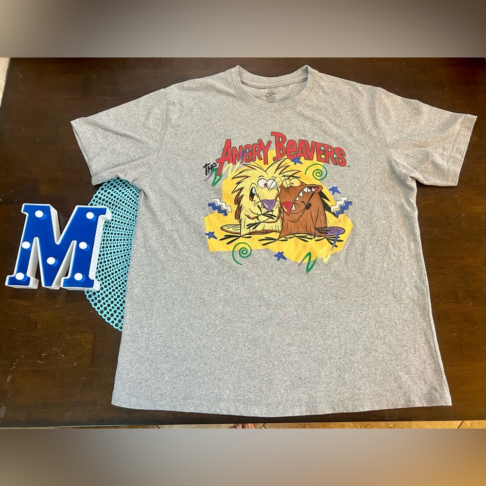 Nickelodeon Gray Angry Beavers Adult T-Shirt, size XL